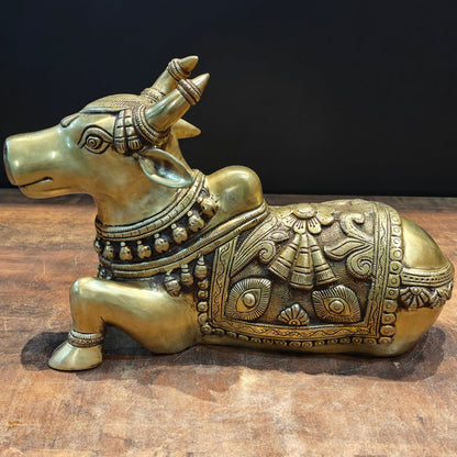 Brass Superfine Nandi Statue With Enhanced Carvings 15 Inch by vendor-unknown - Spiritual (View 2)