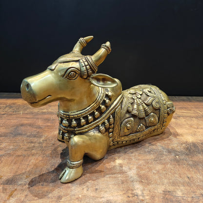 Brass Superfine Nandi Statue With Enhanced Carvings 15 Inch by vendor-unknown - Spiritual (View 5)
