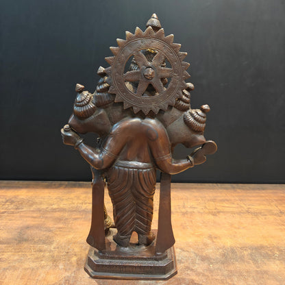 Brass Standing Panchmukhi Ganesha Idol Antique Finish 19 Inches by vendor-unknown - Hindu Gods (View 8)