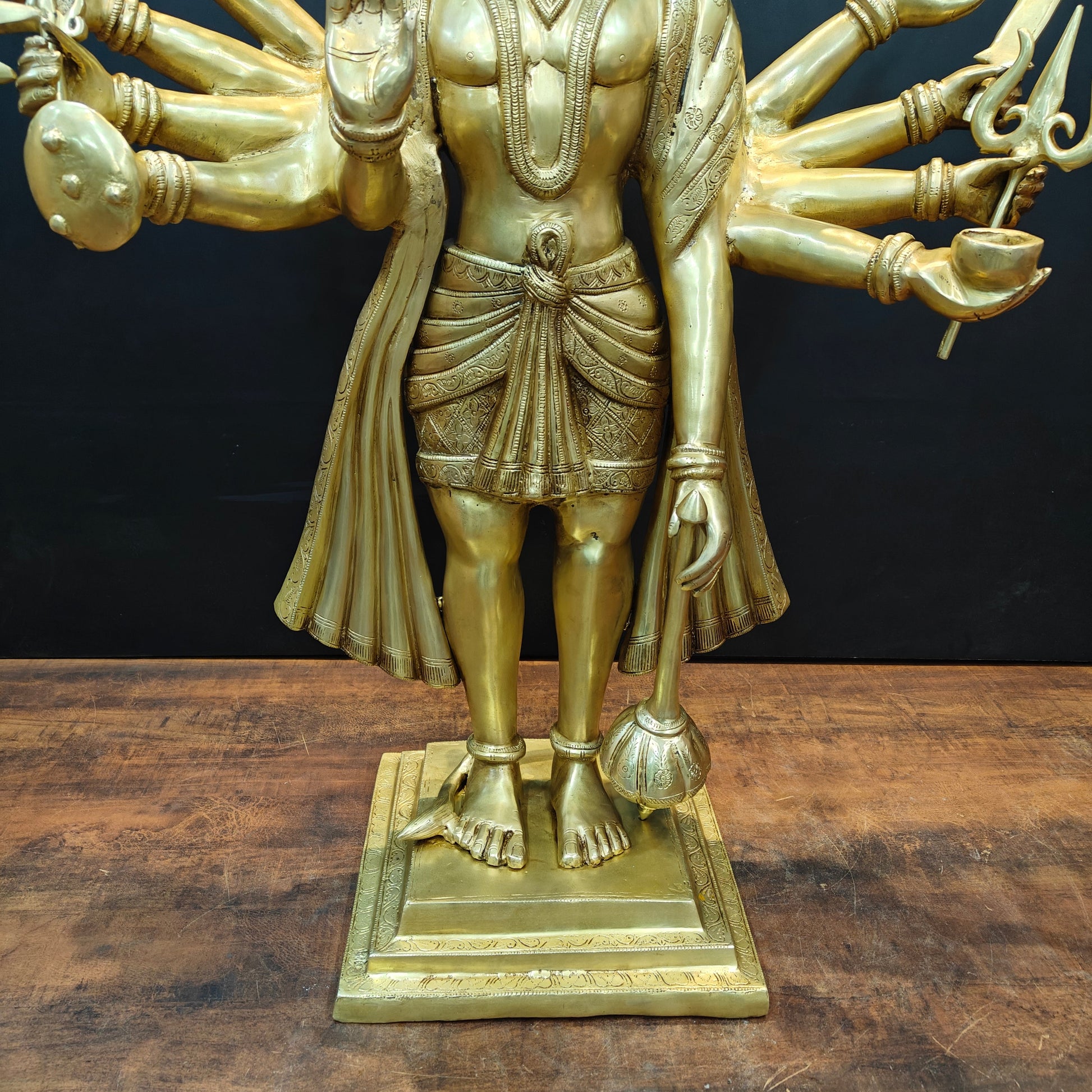 Brass Large Standing Panchmukhi Hanuman Statue 3 Feet - Image 11