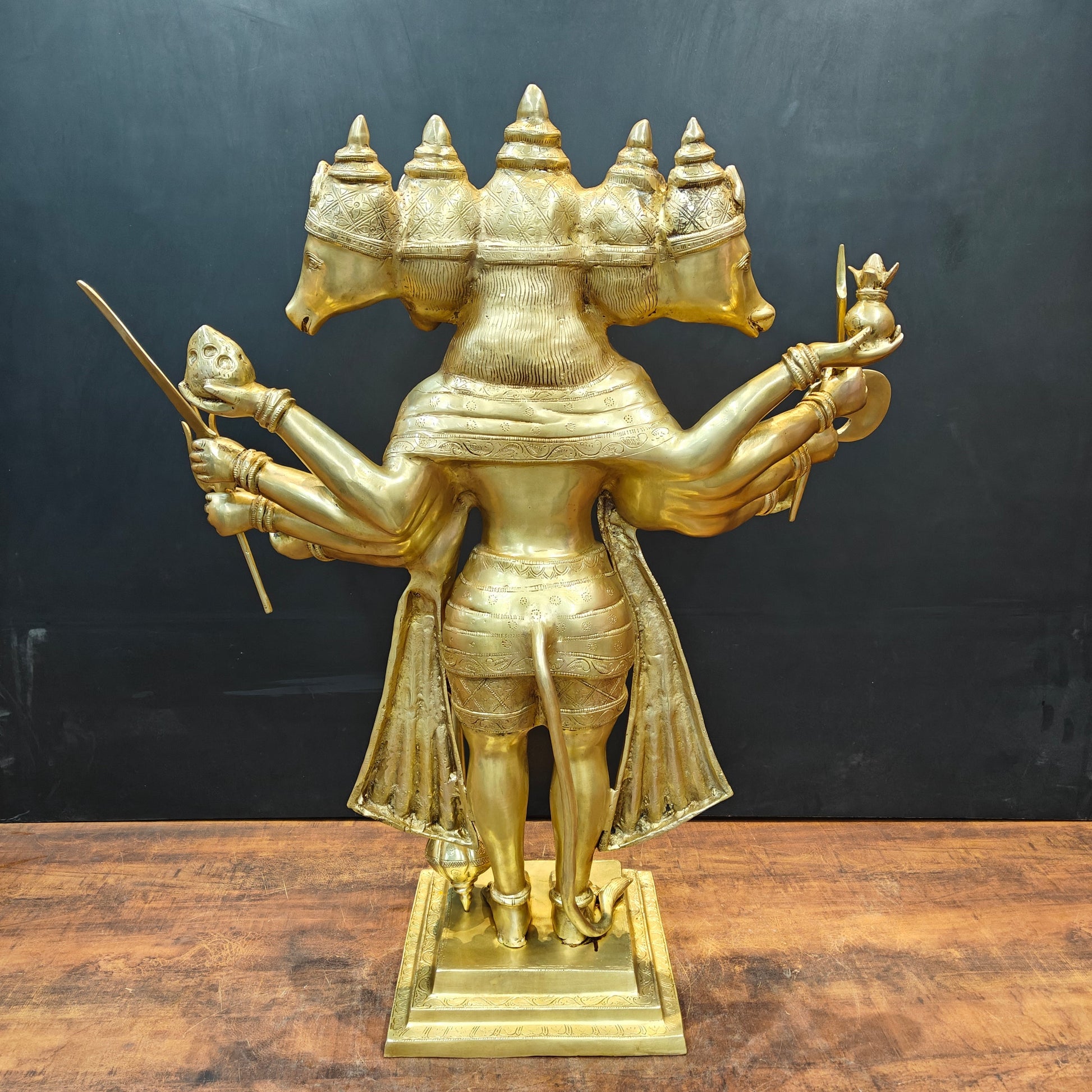 Brass Large Standing Panchmukhi Hanuman Statue 3 Feet - Image 12