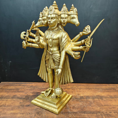 Brass Large Standing Panchmukhi Hanuman Statue 3 Feet by vendor-unknown - Hindu Gods (View 6)