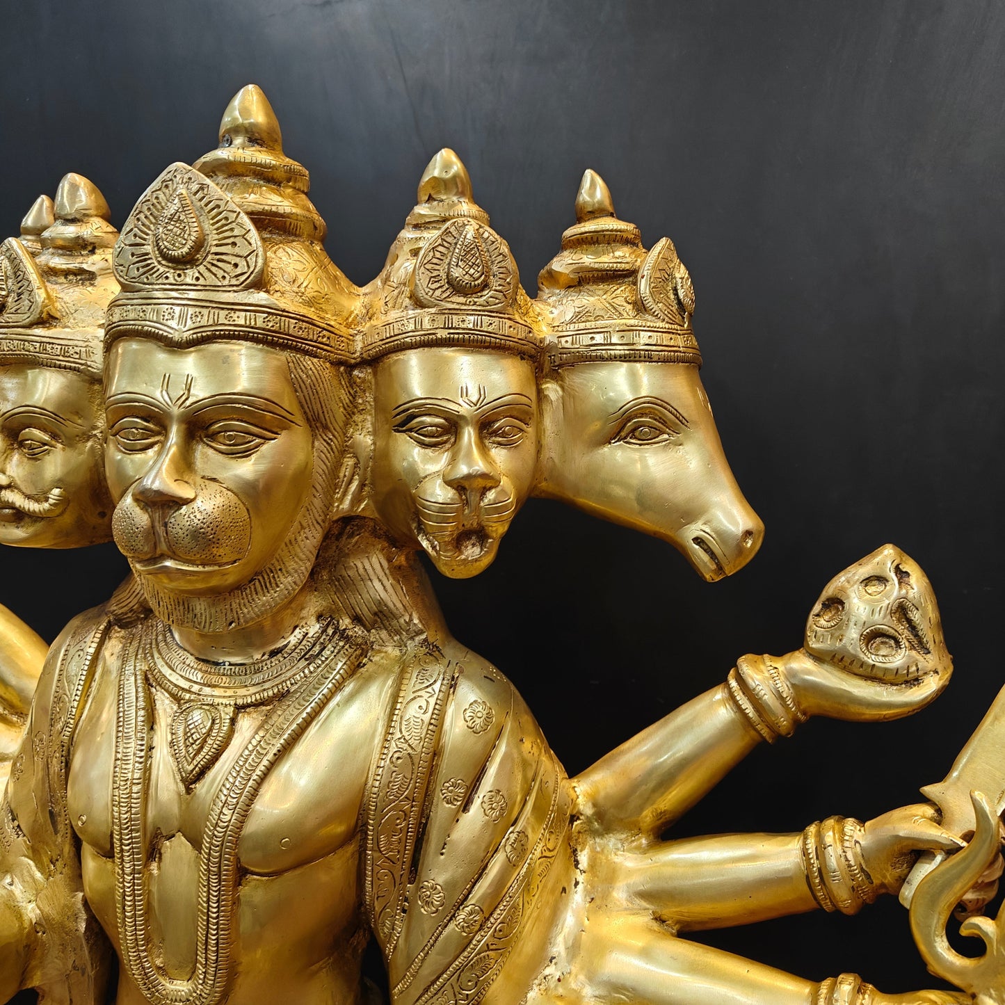 Brass Large Standing Panchmukhi Hanuman Statue 3 Feet