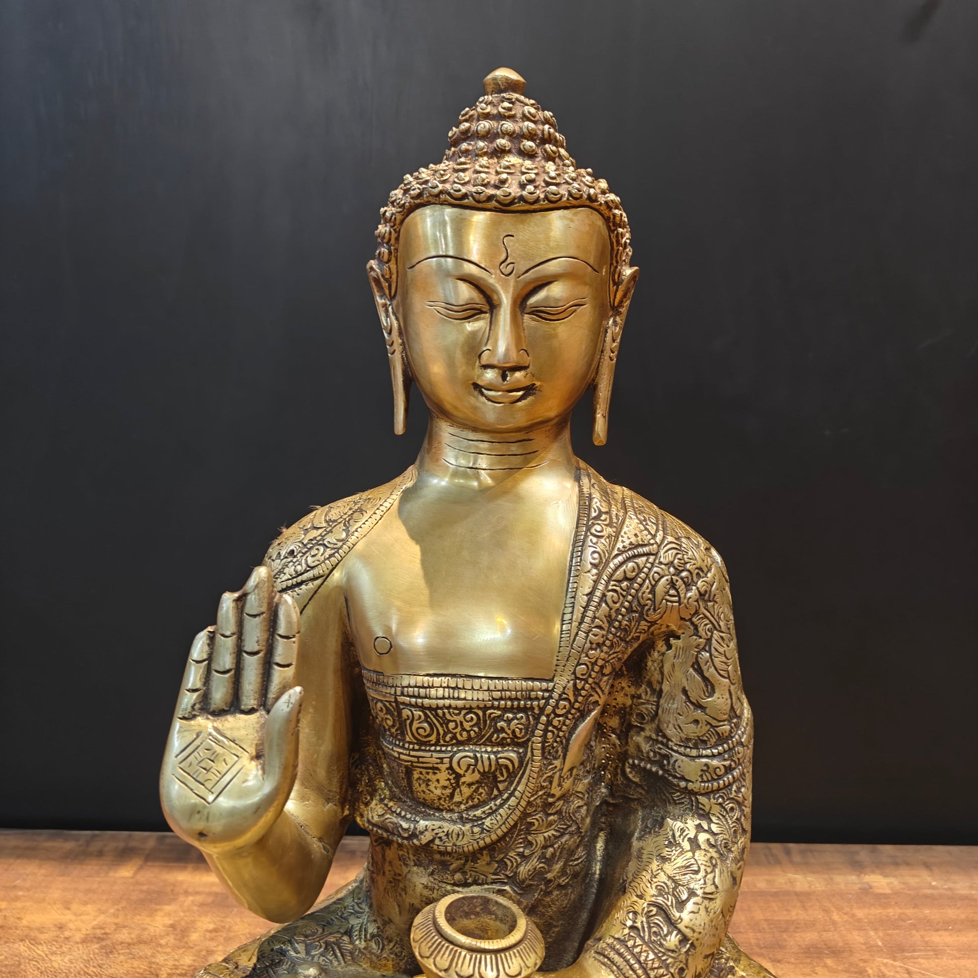 Brass Blessing Buddha Statue 2 Feet - Image 2