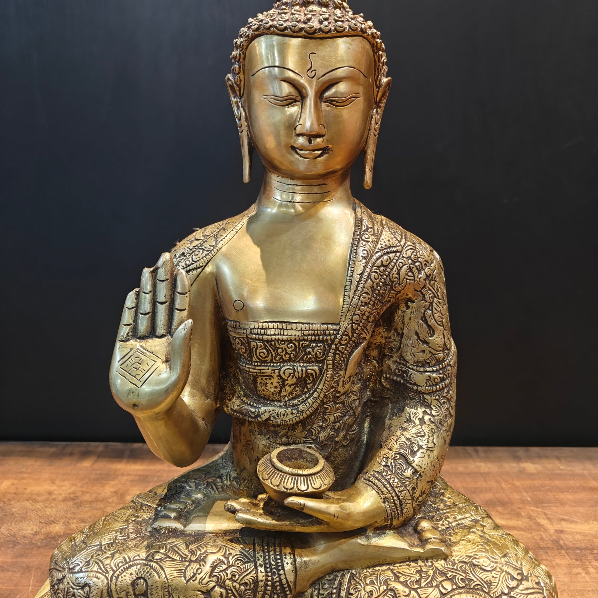 Brass Blessing Buddha Statue 2 Feet - Image 6