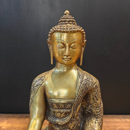 Brass Buddha Statue in Bhumisparsha Mudra 2 Feet by vendor-unknown - Buddha (View 2)