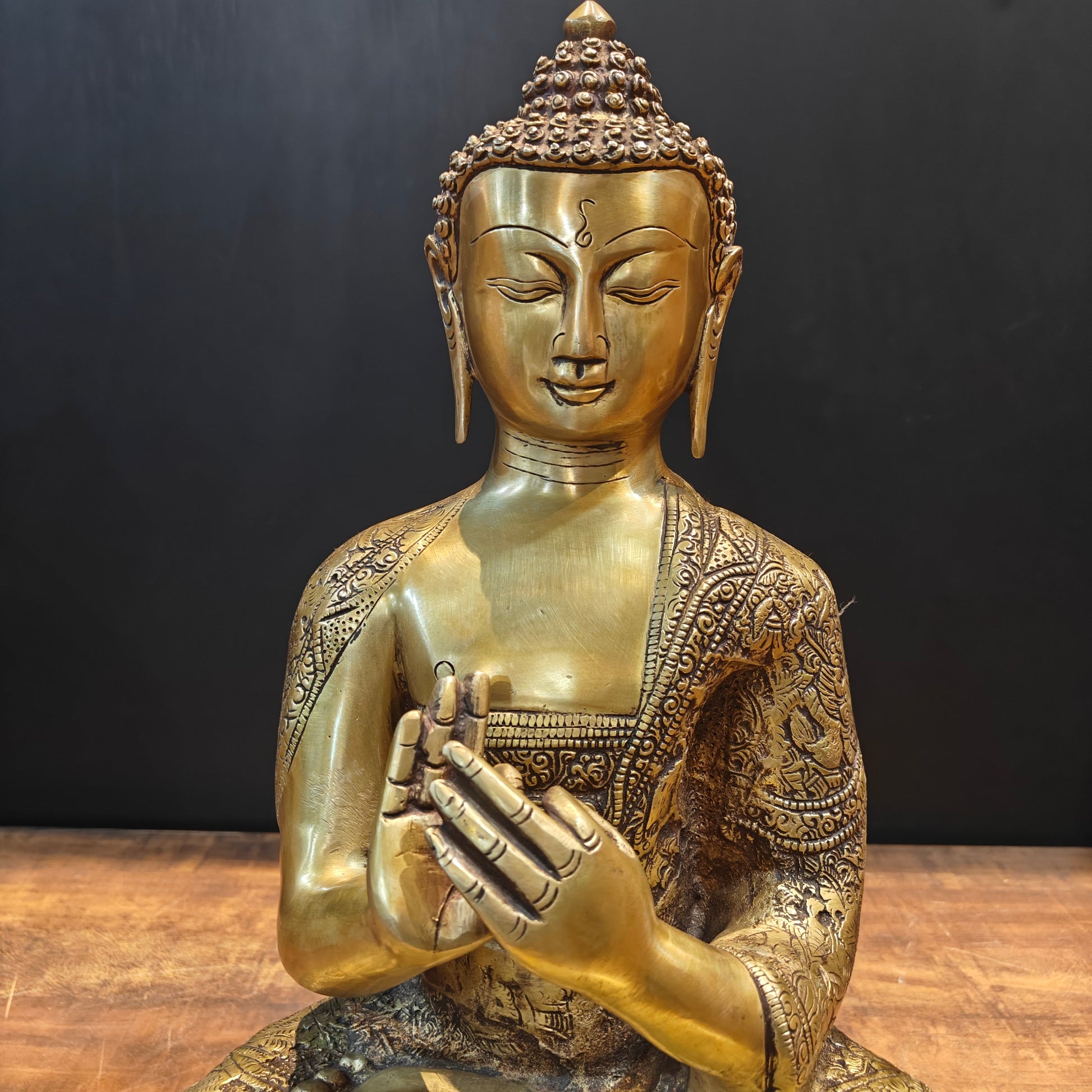 Brass Buddha Statue in Dharmachakra Mudra 2 Feet - Image 2