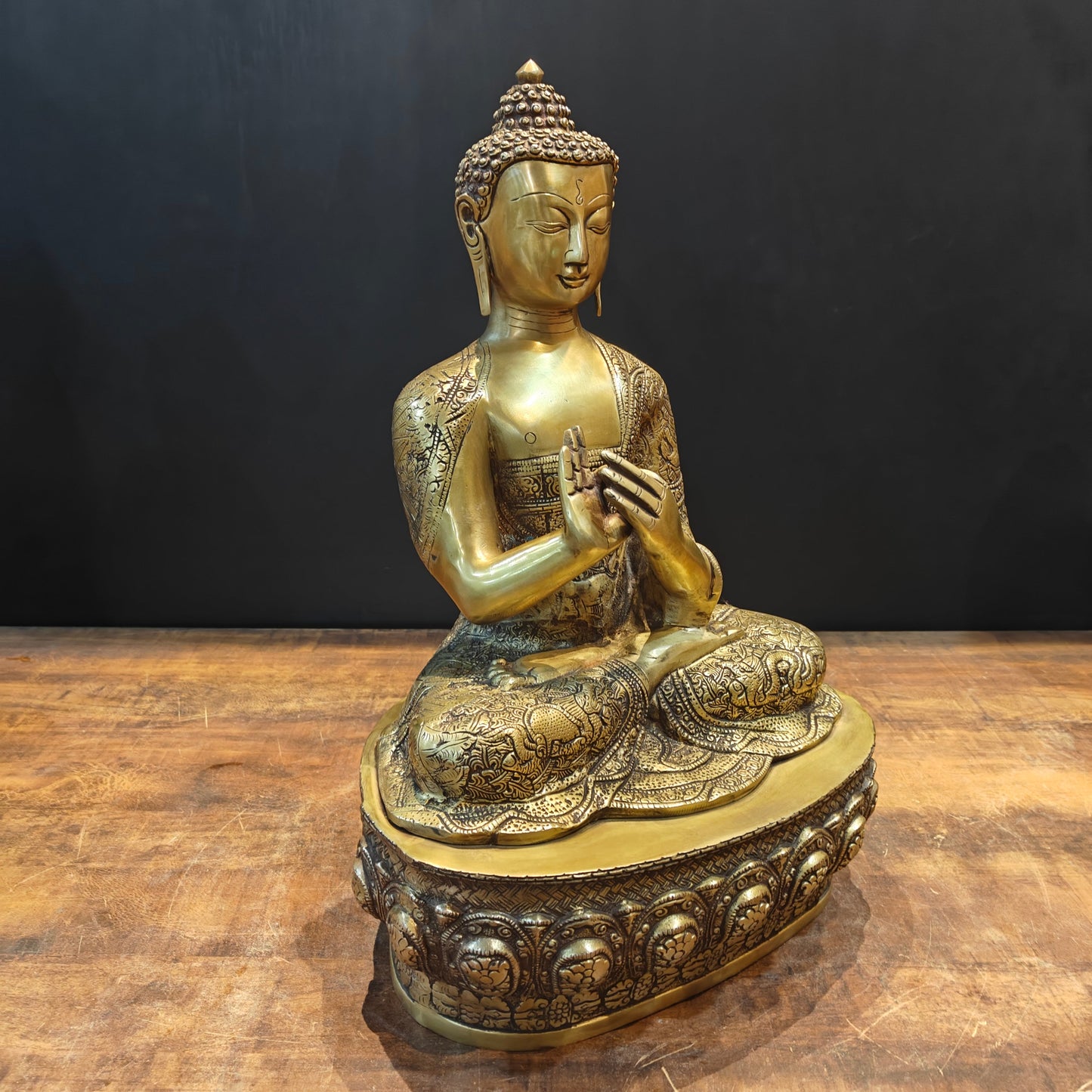 Brass Buddha Statue in Dharmachakra Mudra 2 Feet