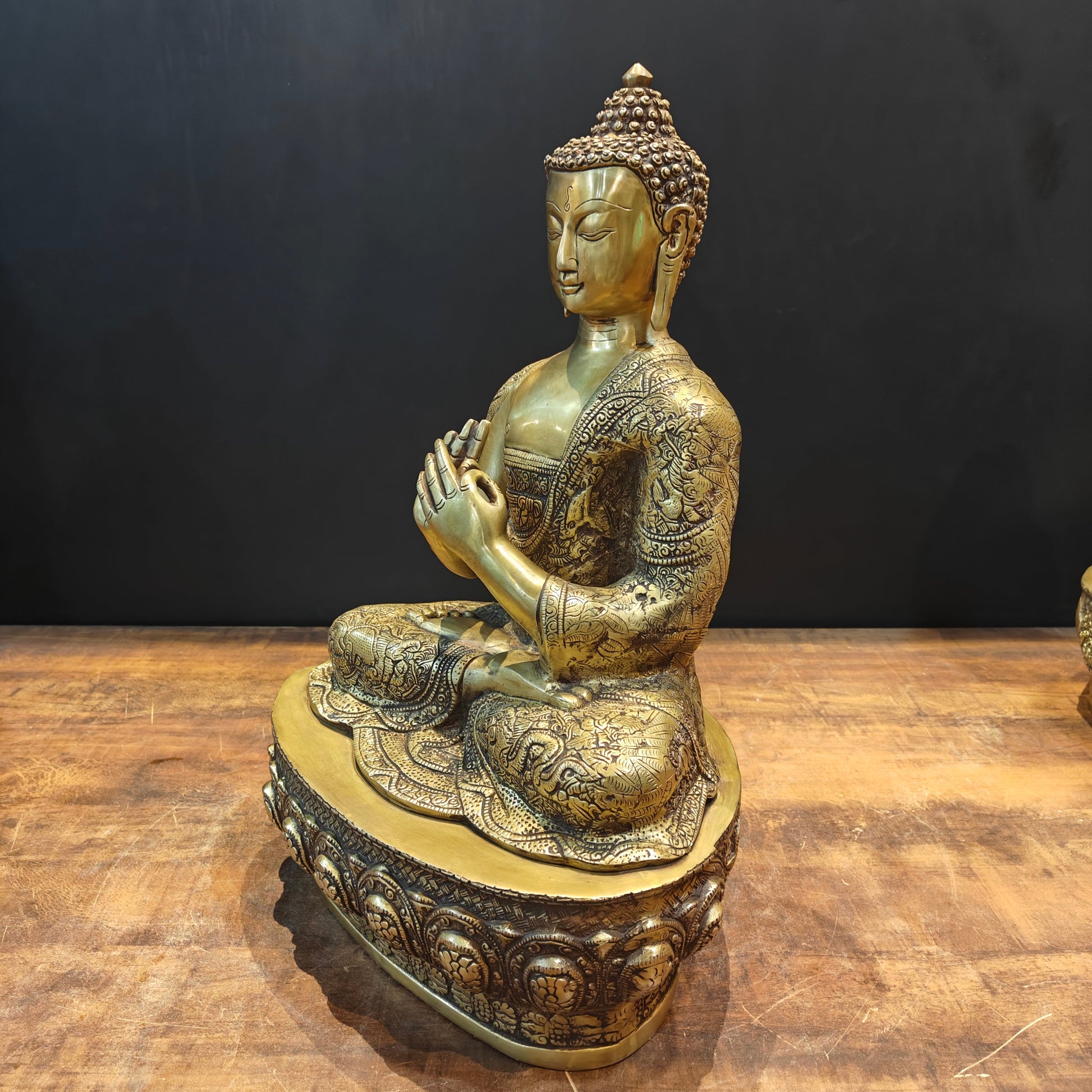 Brass Buddha Statue in Dharmachakra Mudra 2 Feet - Image 5