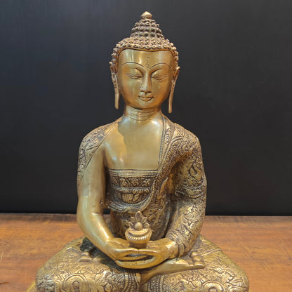 Brass Meditation Buddha Statue Antique Finish 2 Feet by vendor-unknown - Buddha (View 2)