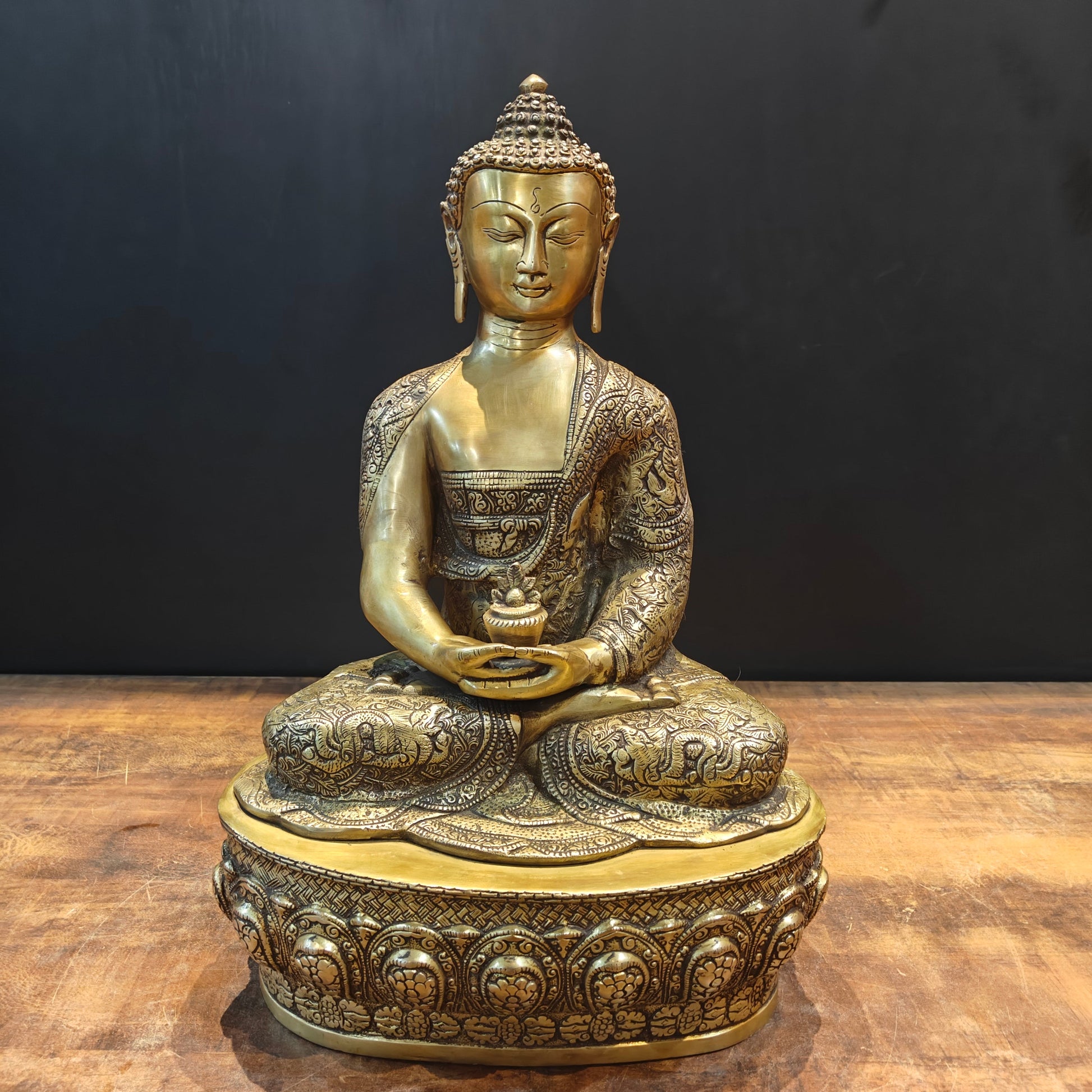 Brass Meditation Buddha Statue Antique Finish 2 Feet - Image 3