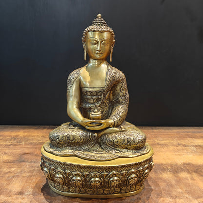 Brass Meditation Buddha Statue Antique Finish 2 Feet by vendor-unknown - Buddha (View 3)