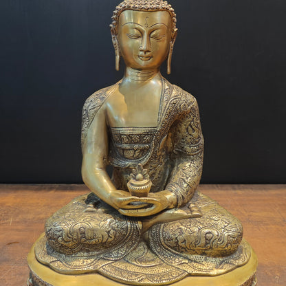 Brass Meditation Buddha Statue Antique Finish 2 Feet by vendor-unknown - Buddha (View 4)