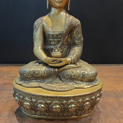 Brass Meditation Buddha Statue Antique Finish 2 Feet by vendor-unknown - Buddha (View 5)