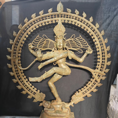 Brass Natraja Idol Dancing Shiva Statue Green Patina Finish 6 Feet by vendor-unknown - Hindu Gods (View 4)