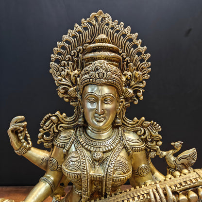 Divine Brass Super Fine Goddess Saraswati Idol 2 Feet by vendor-unknown - Hindu Gods (View 2)