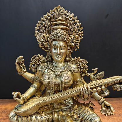 Divine Brass Super Fine Goddess Saraswati Idol 2 Feet by vendor-unknown - Hindu Gods (View 4)
