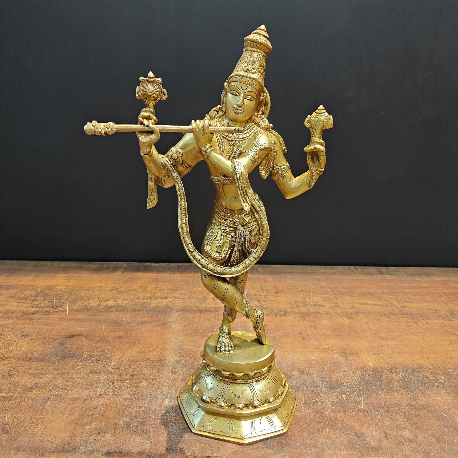 Brass Cosmic Form of Lord Krishna Statue 18 Inches - Image 3