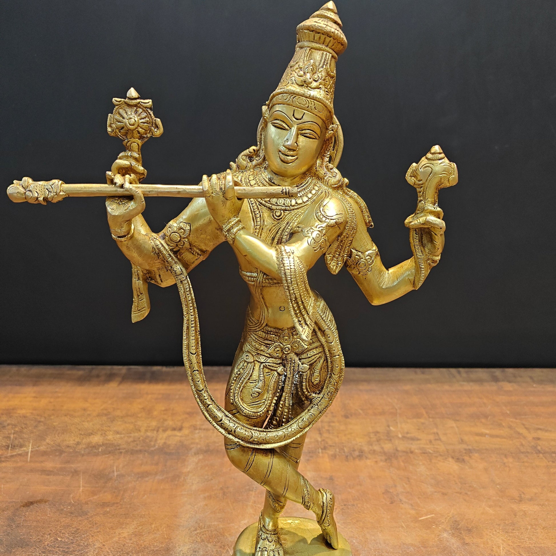 Brass Cosmic Form of Lord Krishna Statue 18 Inches - Image 4
