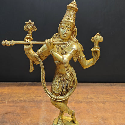 Brass Cosmic Form of Lord Krishna Statue 18 Inches by vendor-unknown - Hindu Gods (View 4)