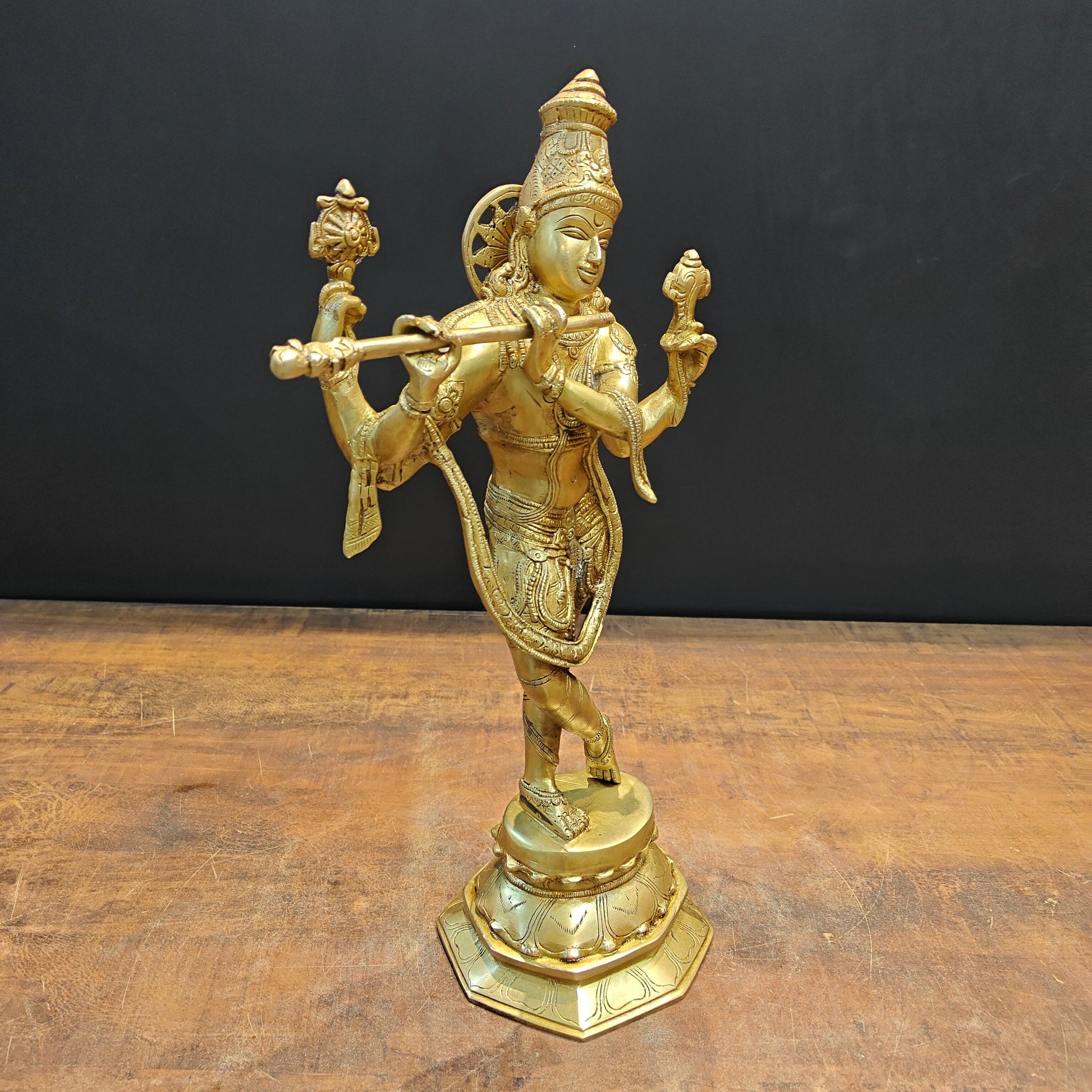 Brass Cosmic Form of Lord Krishna Statue 18 Inches - Image 5