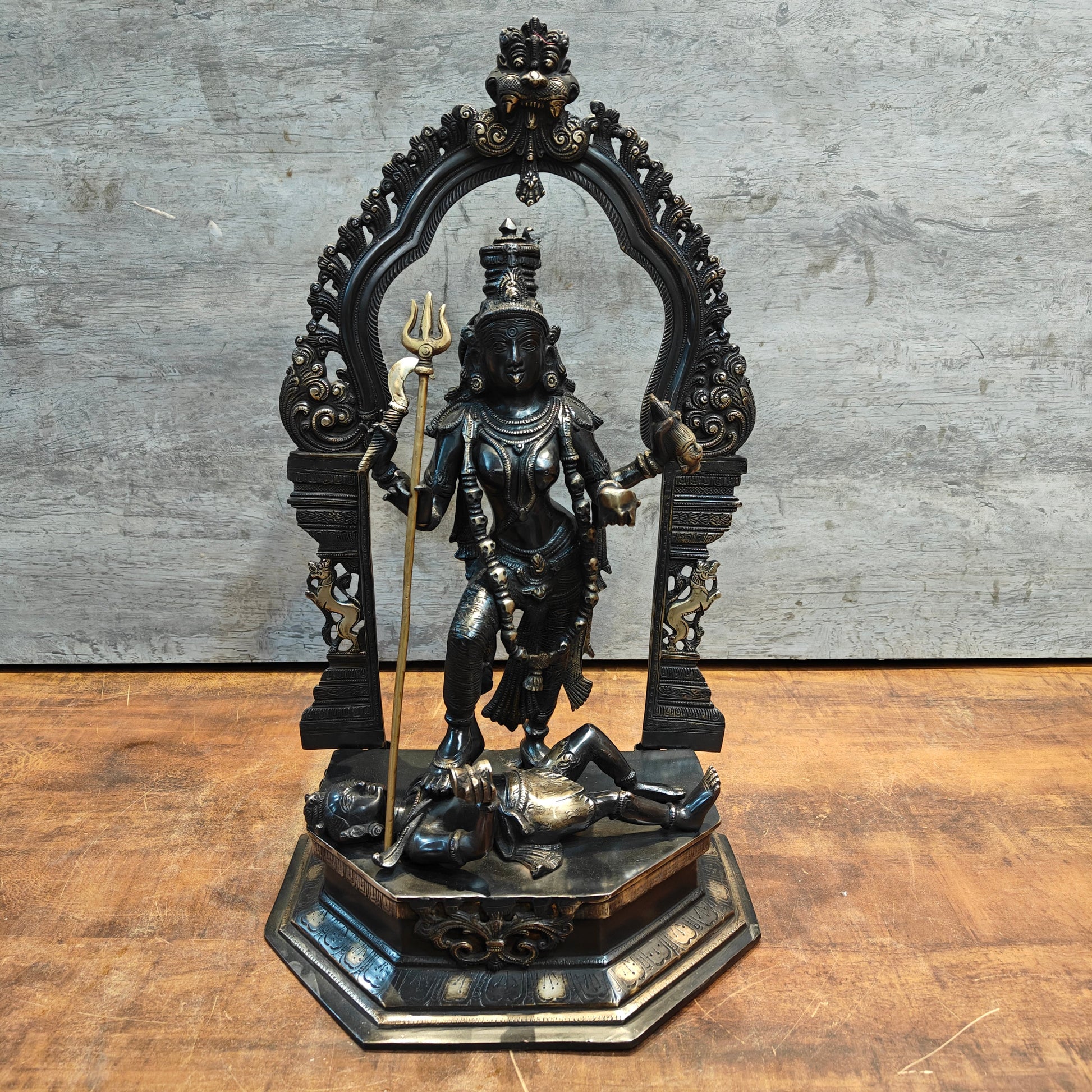 Brass Goddess bhadra Kali Statue Antique Finish 2 Feet - Image 3