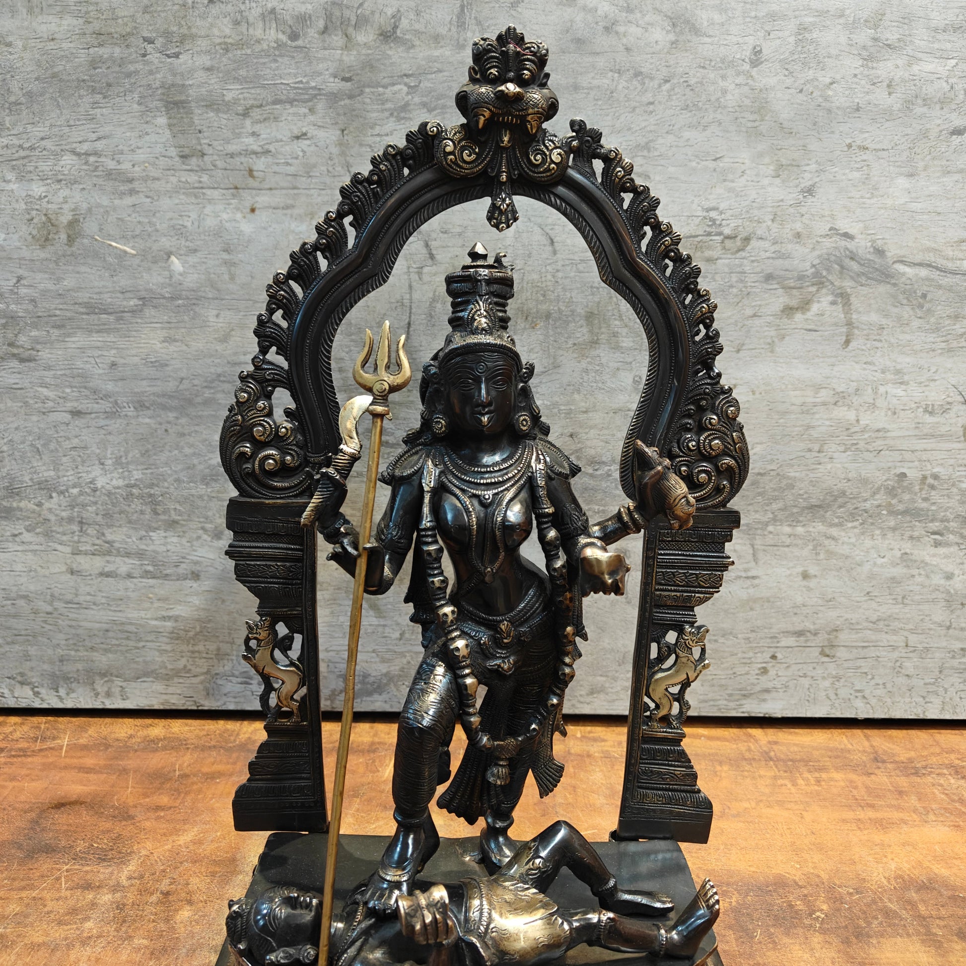 Brass Goddess bhadra Kali Statue Antique Finish 2 Feet - Image 4