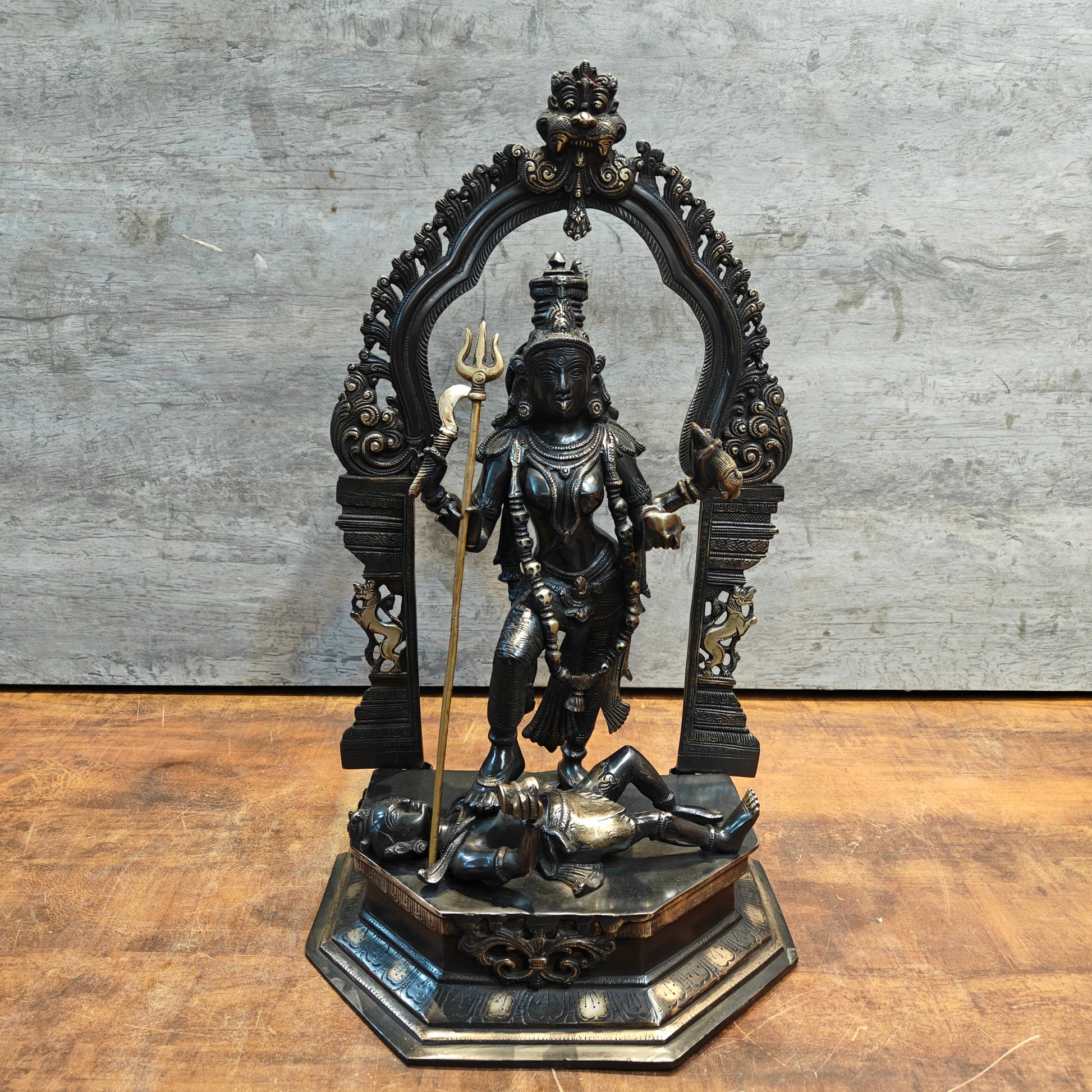 Brass Goddess bhadra Kali Statue Antique Finish 2 Feet - Image 5
