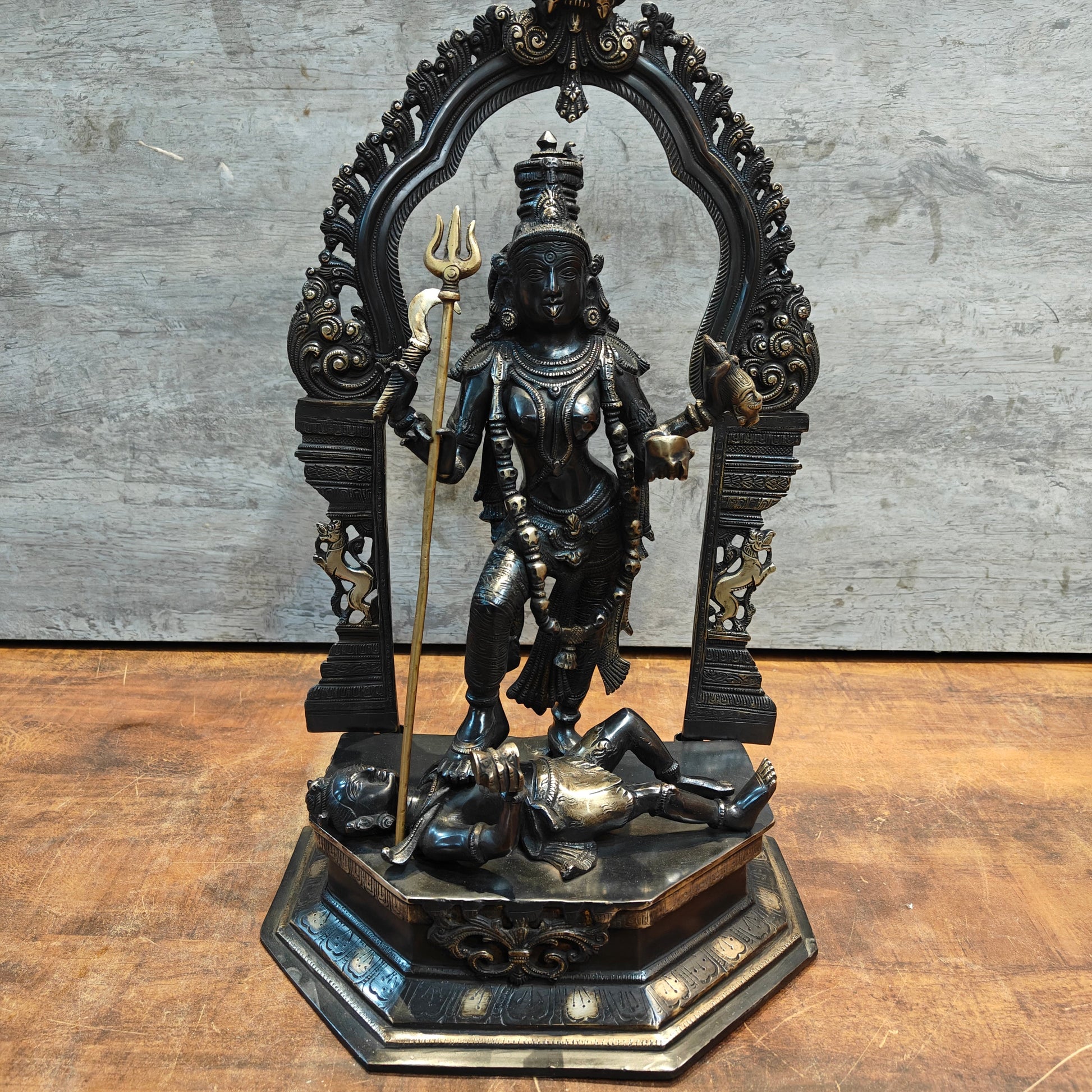 Brass Goddess bhadra Kali Statue Antique Finish 2 Feet - Image 6
