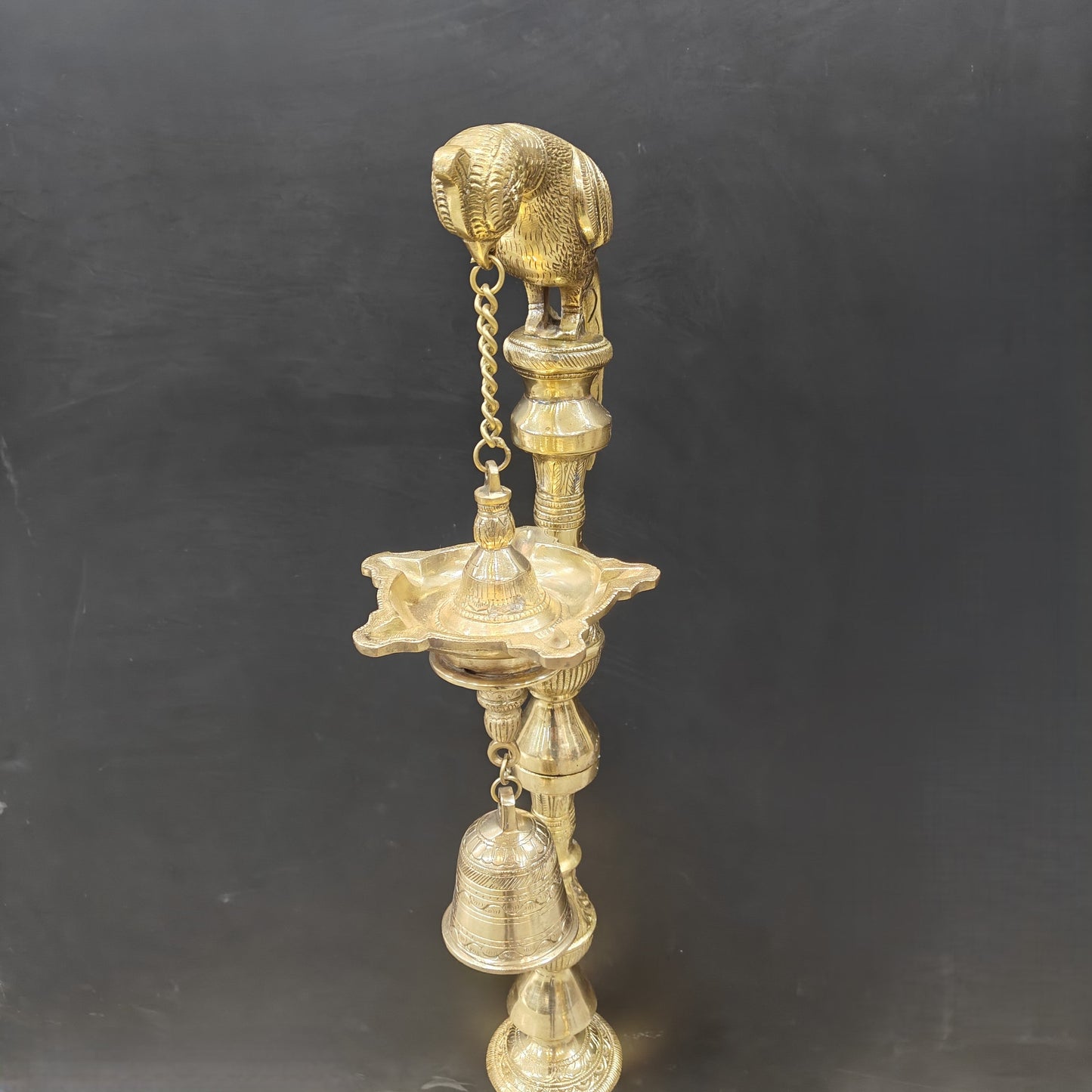 Brass Large Parrot Lamp Diya With Bell 3 Feet