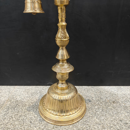 Brass Large Parrot Lamp Diya With Bell 3 Feet by vendor-unknown - Spiritual (View 10)