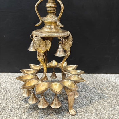 Brass Large Peacock Lamp Diya With Bells 3.5 Feet by vendor-unknown - Spiritual (View 13)