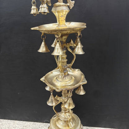 Brass Large Peacock Lamp Diya With Bells 3.5 Feet by vendor-unknown - Spiritual (View 7)