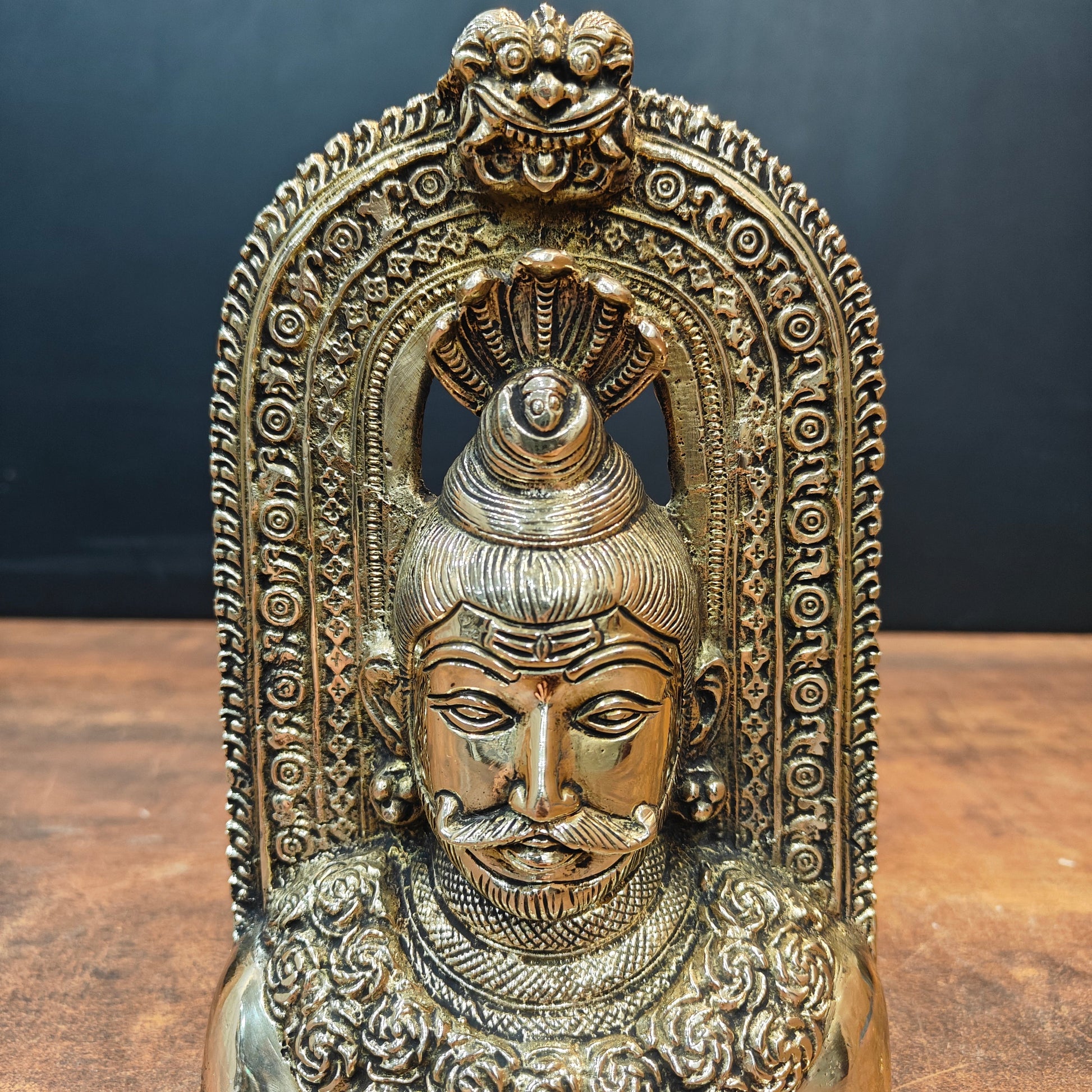 Brass Lord Shiva Face with Kirtimukha Statue 8 Inch - Image 2