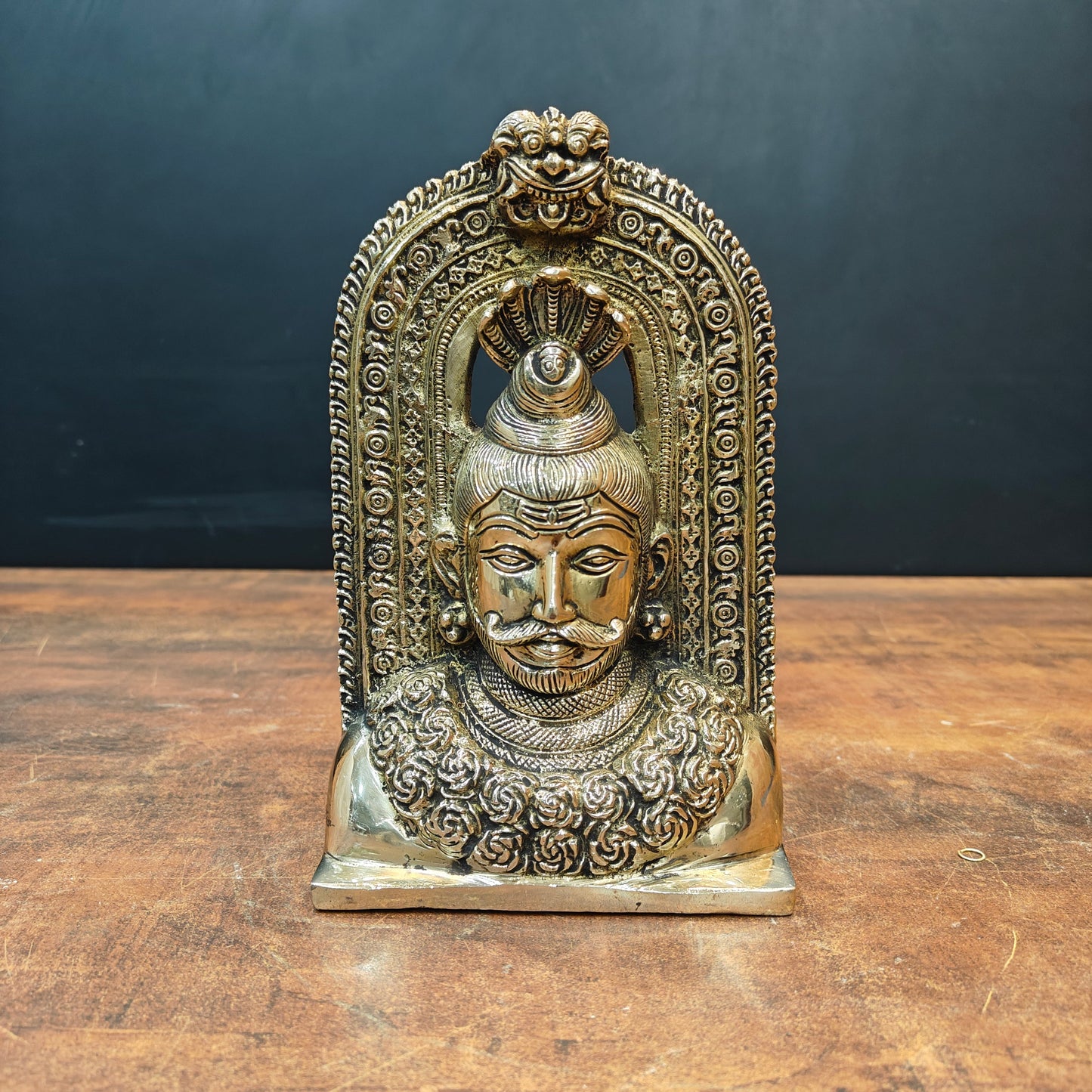 Brass Lord Shiva Face with Kirtimukha Statue 8 Inch