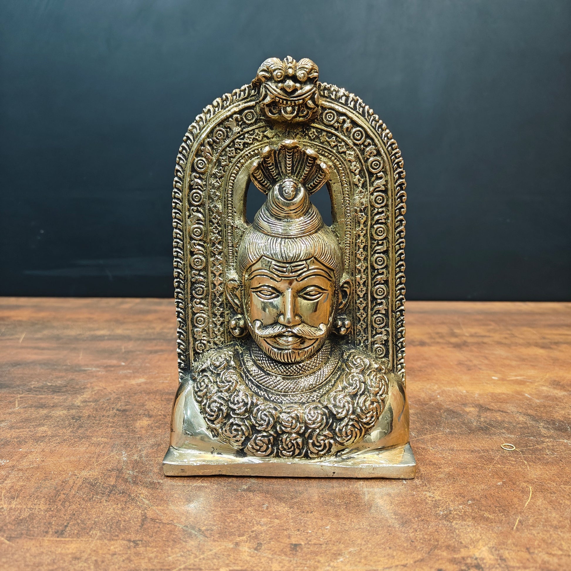 Brass Lord Shiva Face with Kirtimukha Statue 8 Inch - Image 3