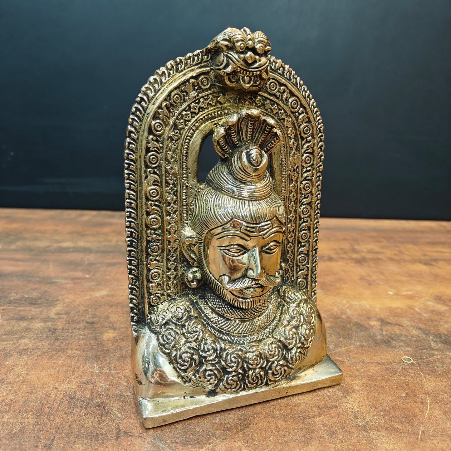 Brass Lord Shiva Face with Kirtimukha Statue 8 Inch