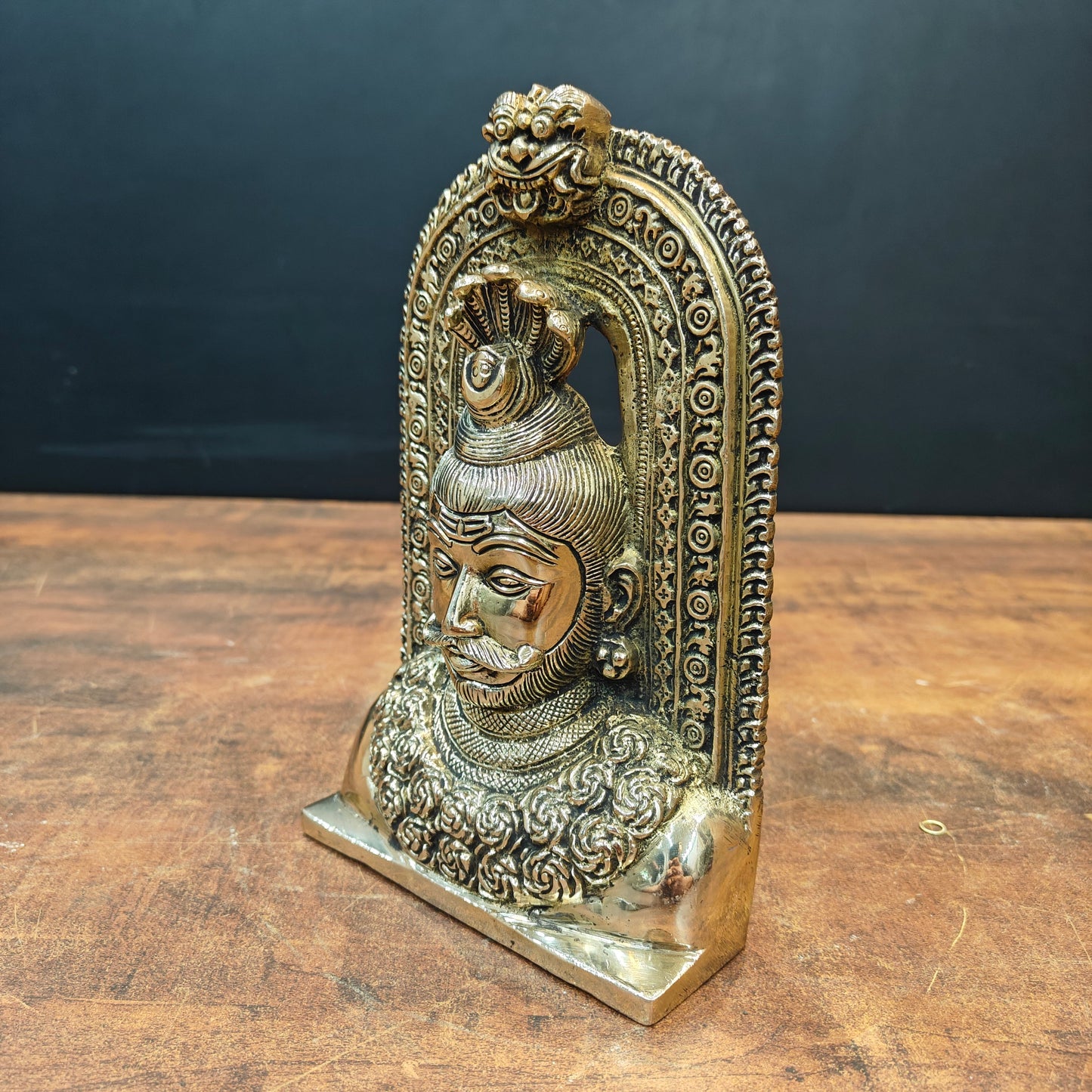 Brass Lord Shiva Face with Kirtimukha Statue 8 Inch