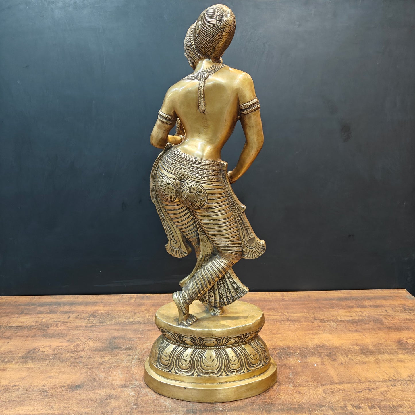 Brass Lady Holding Parrot Sculpture For Home Decor 3 Feet