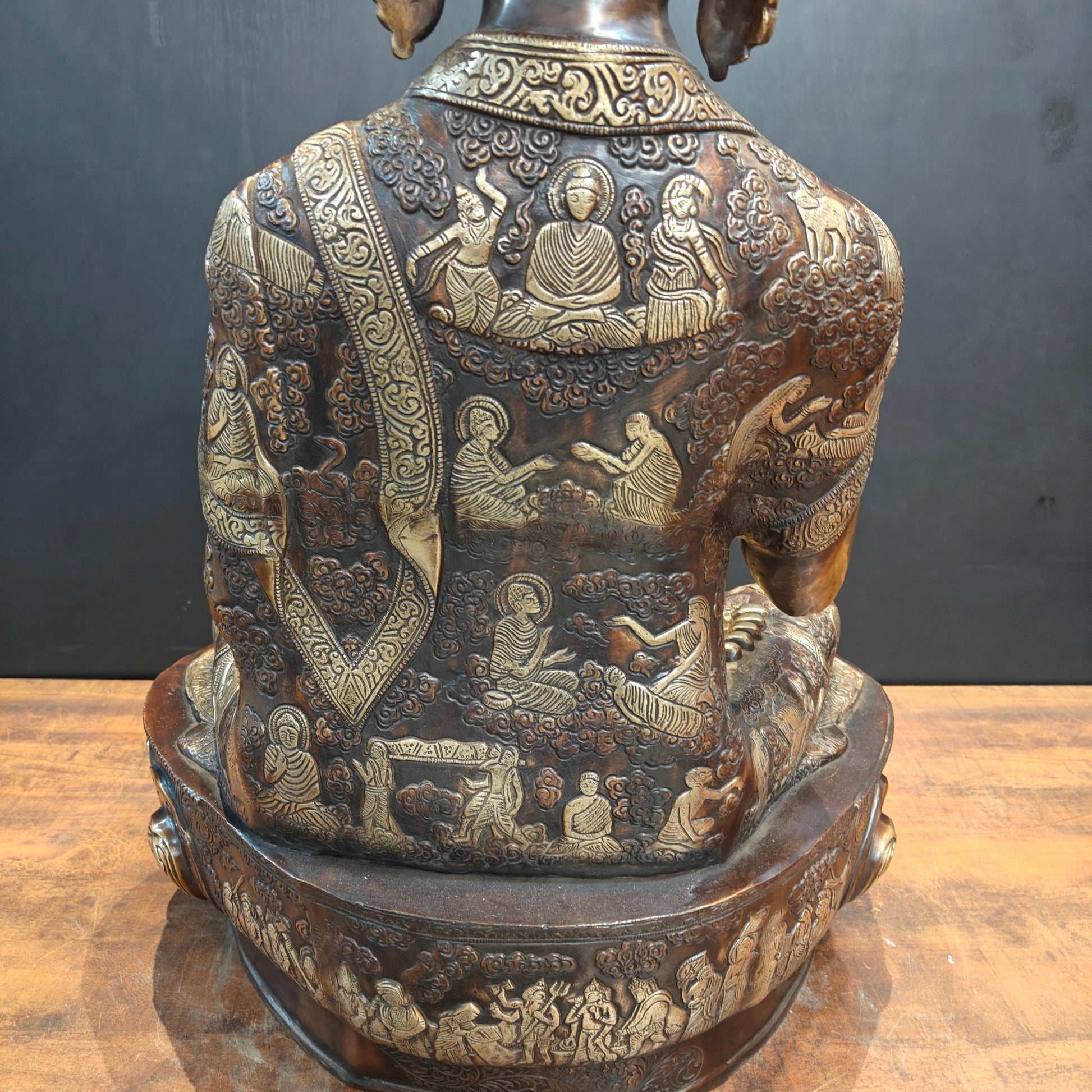 Brass Buddha Statue Lifestory Aashirwaad Mudra 33 Inch - Image 11