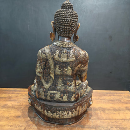 Brass Buddha Statue Lifestory Aashirwaad Mudra 33 Inch by vendor-unknown - Buddha (View 12)
