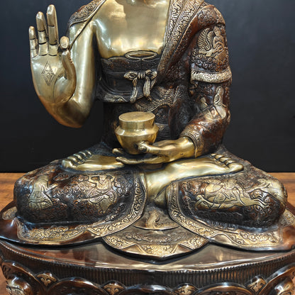Brass Buddha Statue Lifestory Aashirwaad Mudra 33 Inch by vendor-unknown - Buddha (View 8)