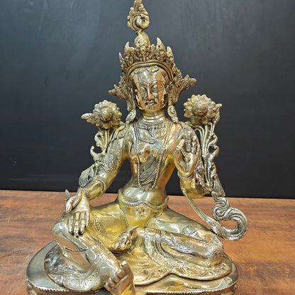 Brass Sitting Green Tara Statue Symbol Of Purity 19 Inches by vendor-unknown - Buddha (View 3)