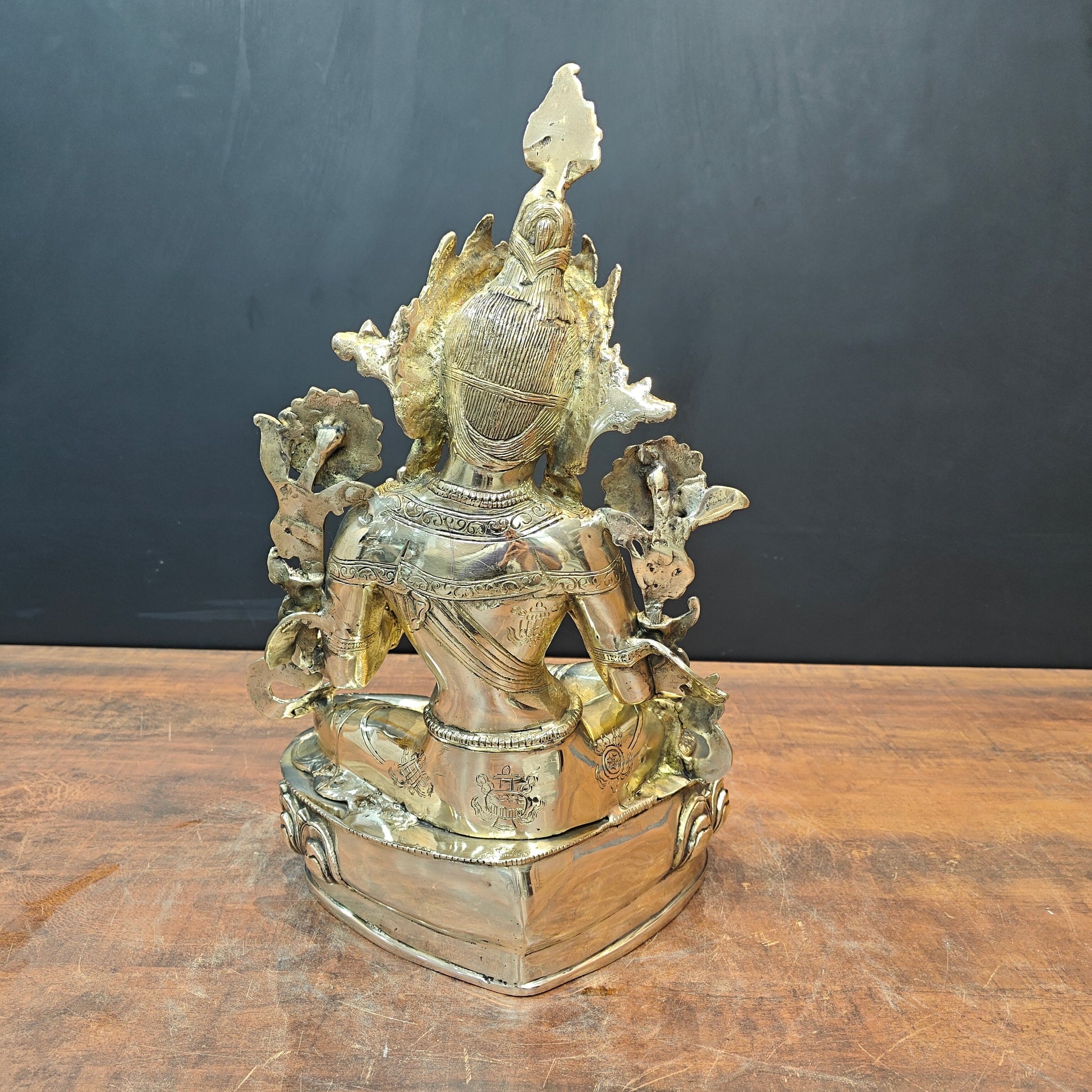 Brass Sitting Green Tara Statue Symbol Of Purity 19 Inches - Image 6