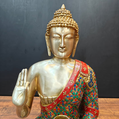 Brass Buddha Statue Aashirwaad Mudra Seated With Medicine Bowl 2 Feet by vendor-unknown - Buddha (View 2)
