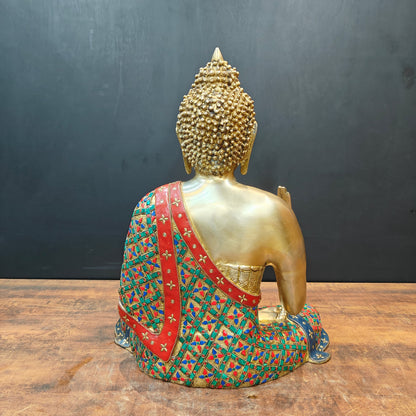 Brass Buddha Statue Aashirwaad Mudra Seated With Medicine Bowl 2 Feet by vendor-unknown - Buddha (View 7)