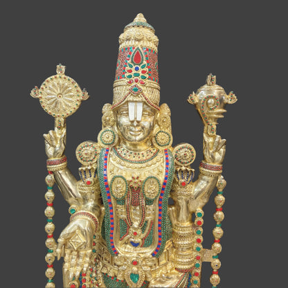 Brass Large Tirupati Balaji Lord Venkateshwara Swamy Idol 6 Feet by vendor-unknown - Hindu Gods (View 2)