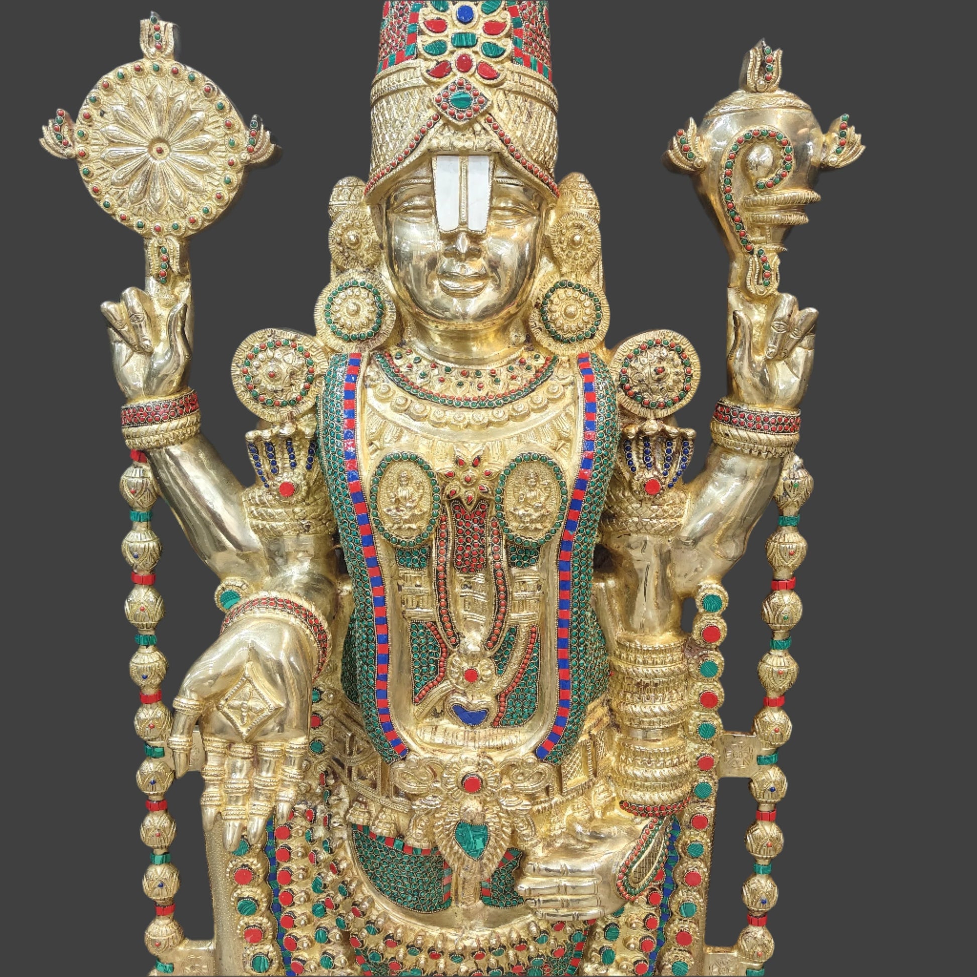 Brass Large Tirupati Balaji Lord Venkateshwara Swamy Idol 6 Feet - Image 4