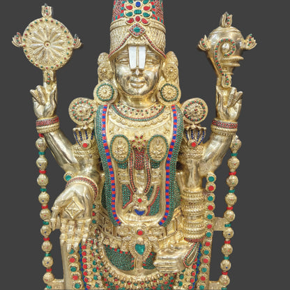 Brass Large Tirupati Balaji Lord Venkateshwara Swamy Idol 6 Feet by vendor-unknown - Hindu Gods (View 4)