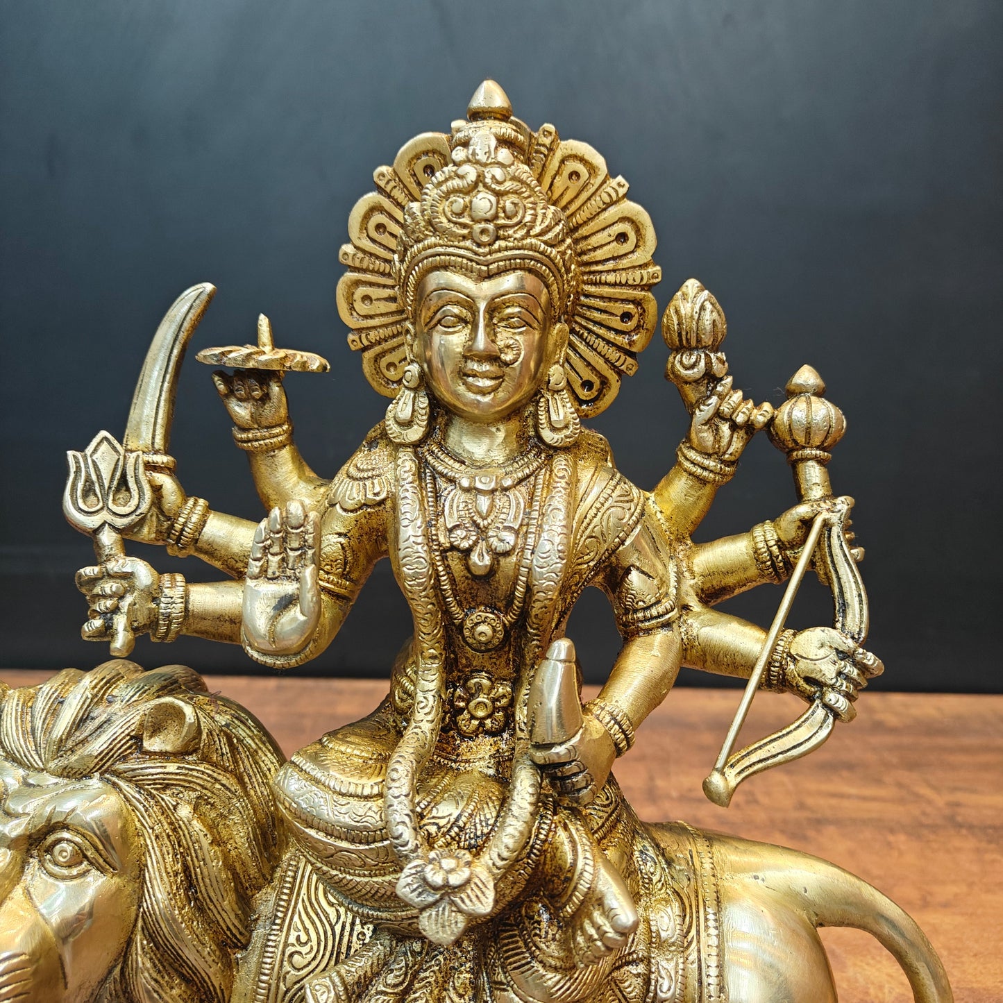 Brass Goddeess Maa Durga Idol Sculpture For Home Decor 13 Inch